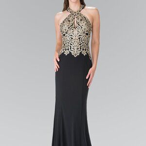 Halter Neck Lace Bodice Prom Dress GSGL2231